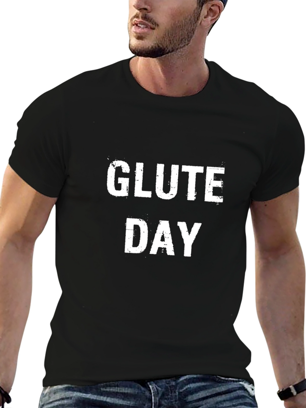 Glute Day Graphic Tee - Black Cotton T-Shirt