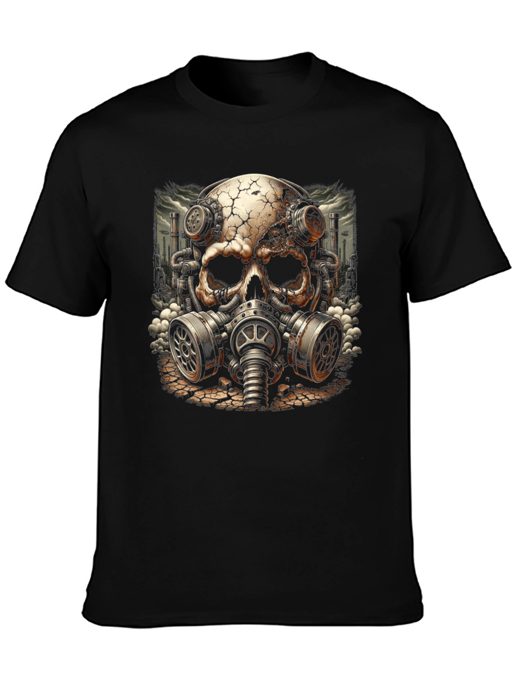Steampunk Skull Gas Mask Graphic T-Shirt