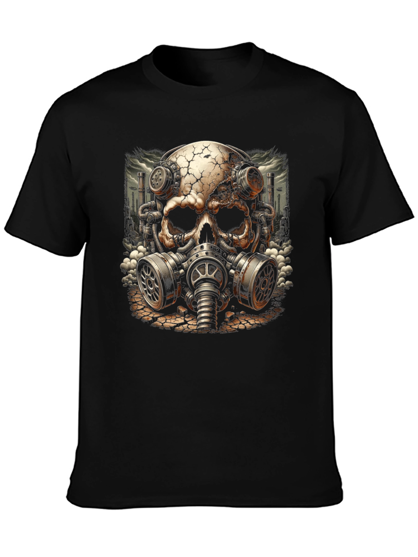 Steampunk Skull Gas Mask Graphic T-Shirt