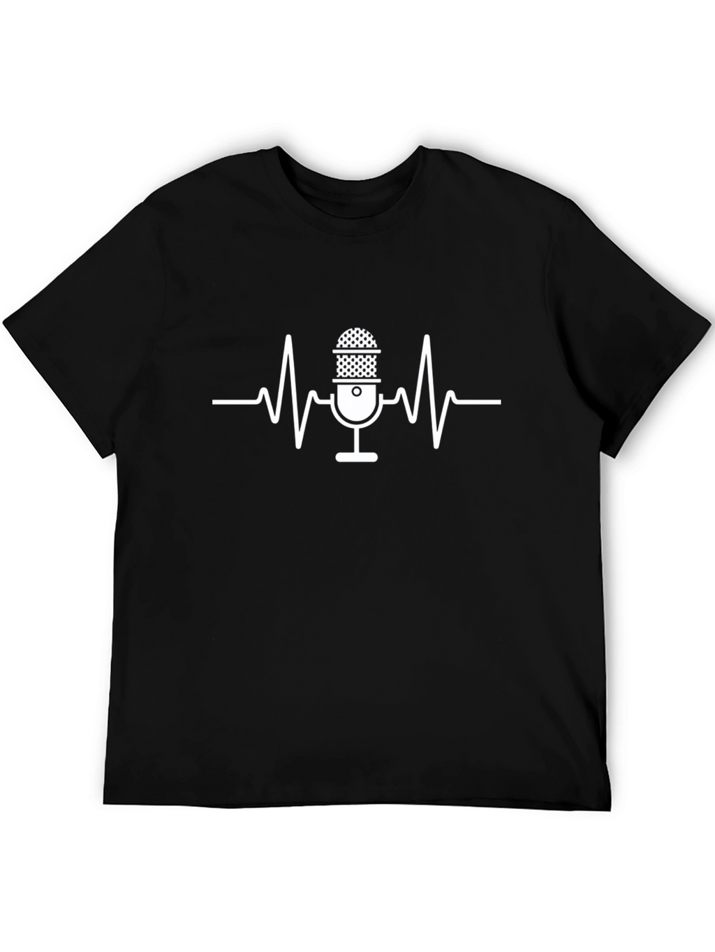Microphone Heartbeat Graphic T-Shirt - Black
