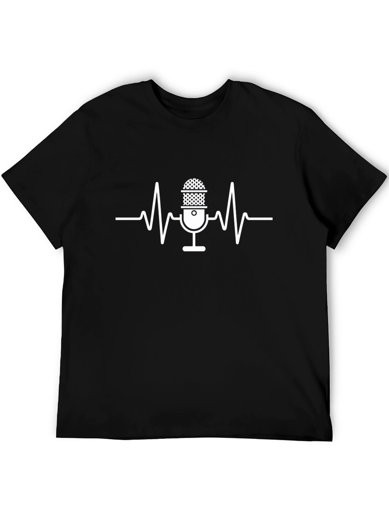 Microphone Heartbeat Graphic T-Shirt - Black