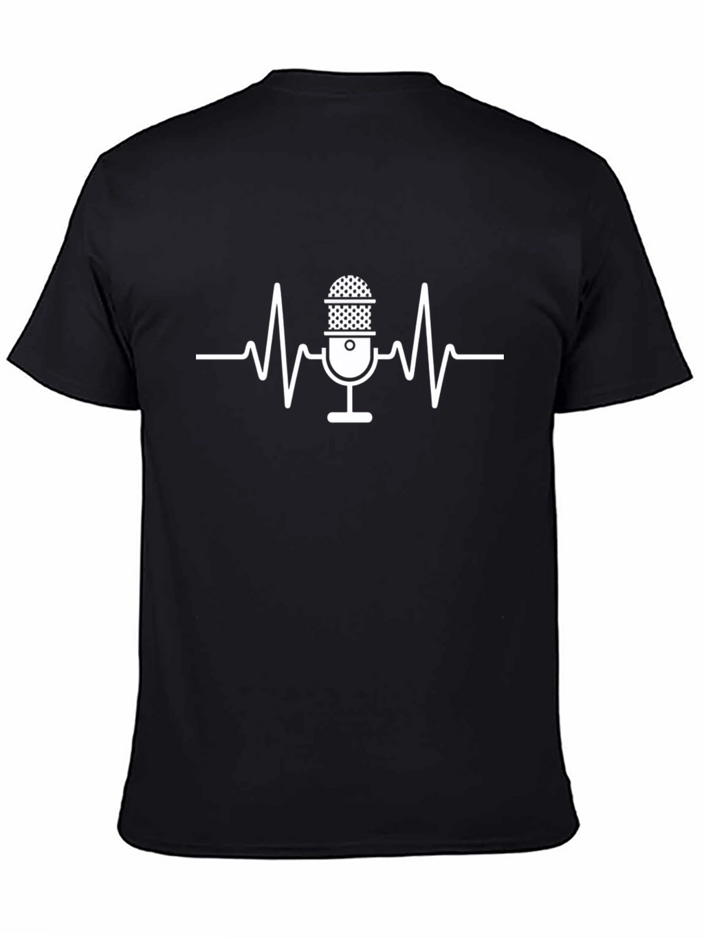 Microphone Heartbeat Graphic T-Shirt - Black
