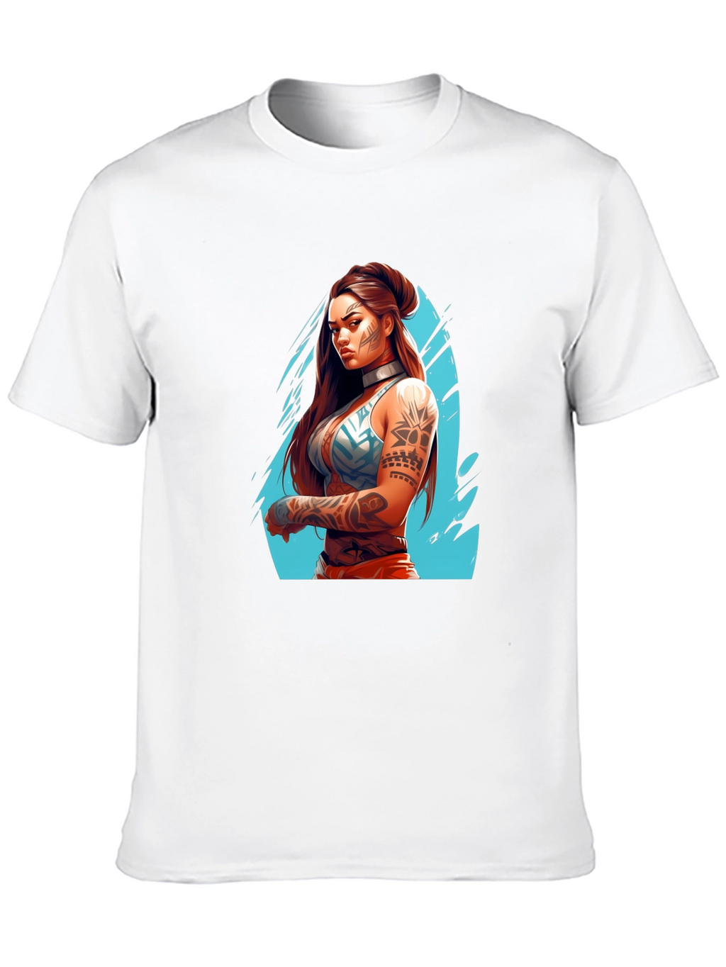 Tattooed Warrior Woman Graphic Black T-Shirt