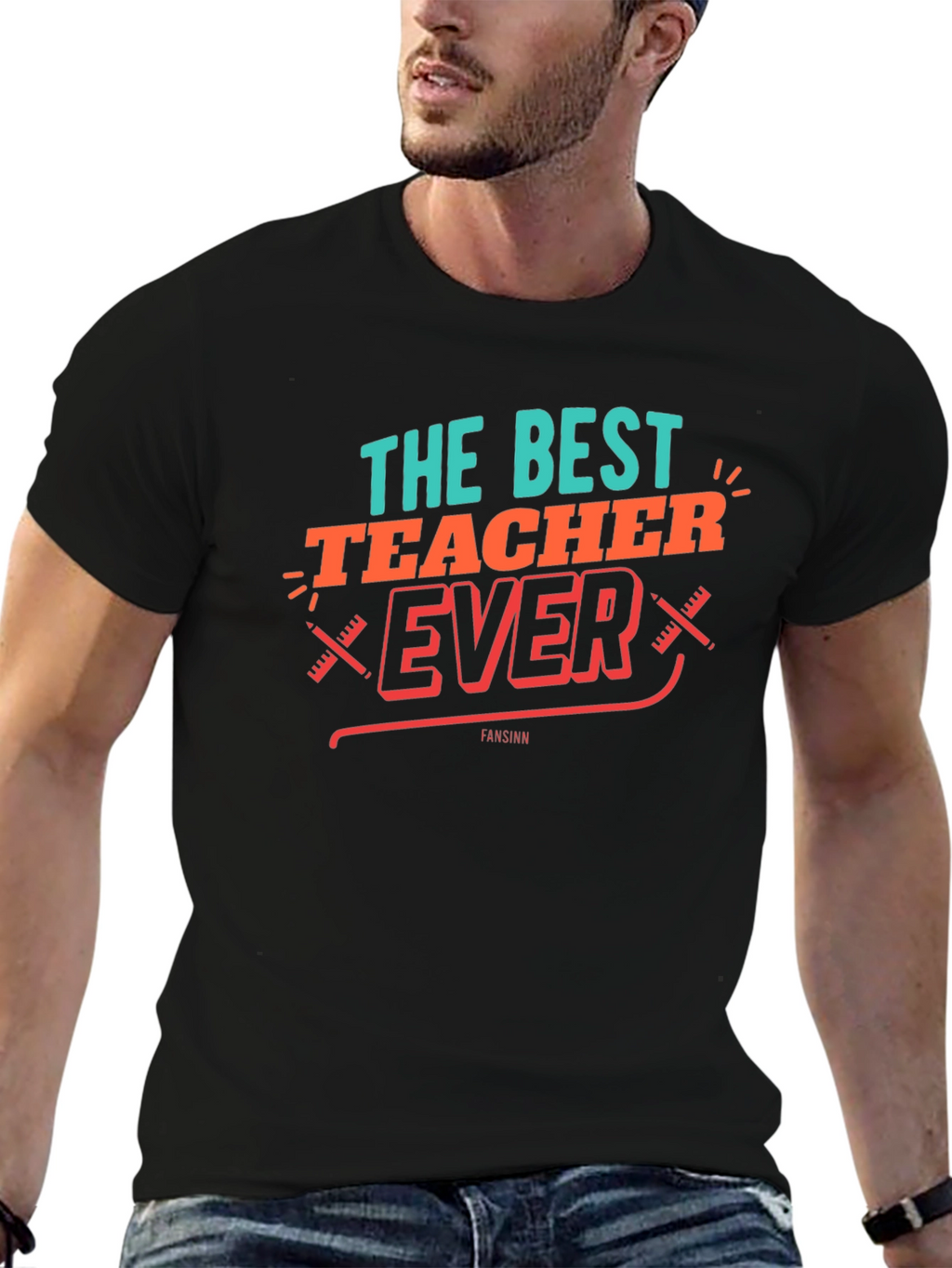 Best Teacher Ever Graphic Tee - Black