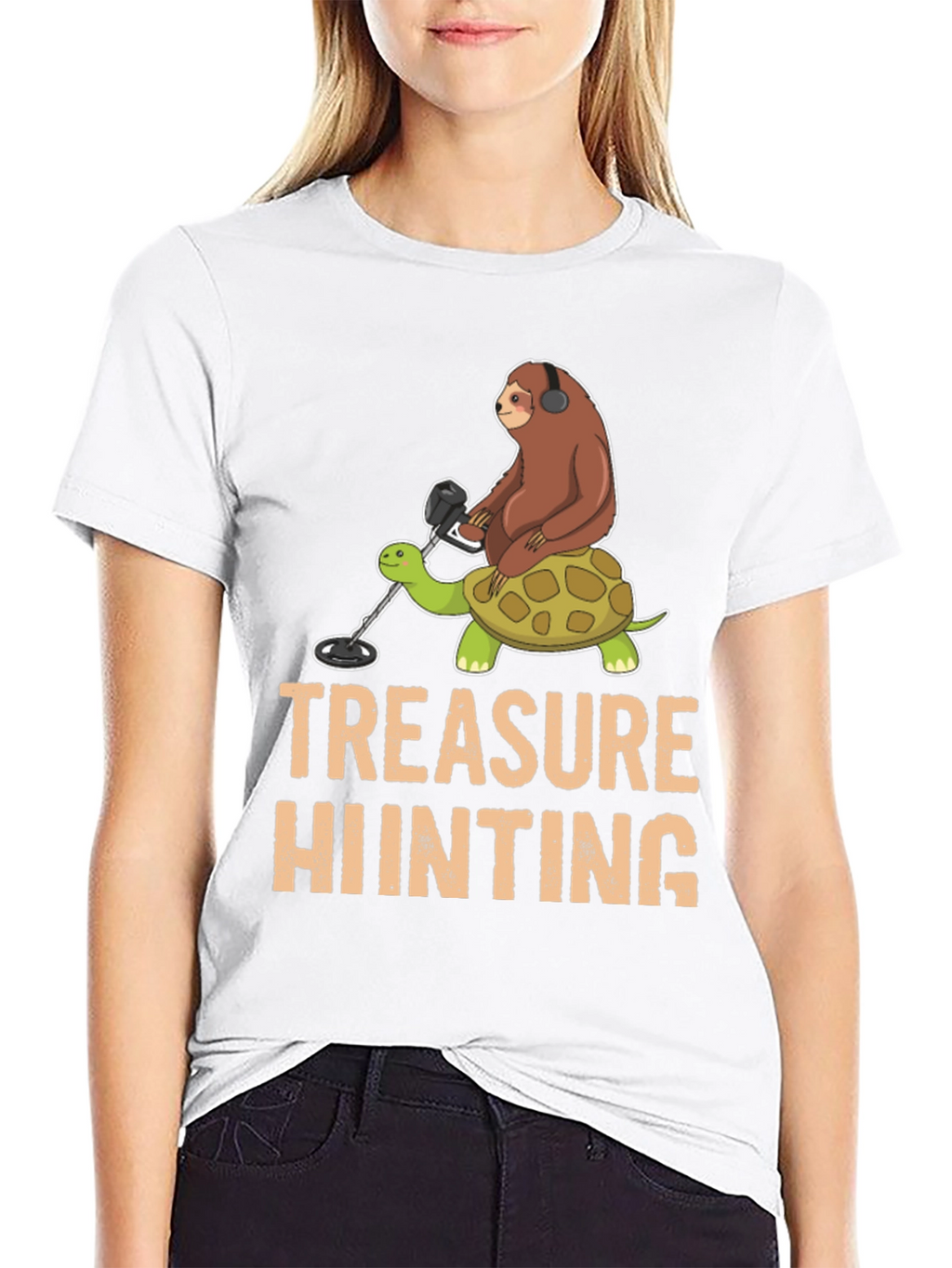 Treasure Hunting Sloth Riding Turtle T-Shirt