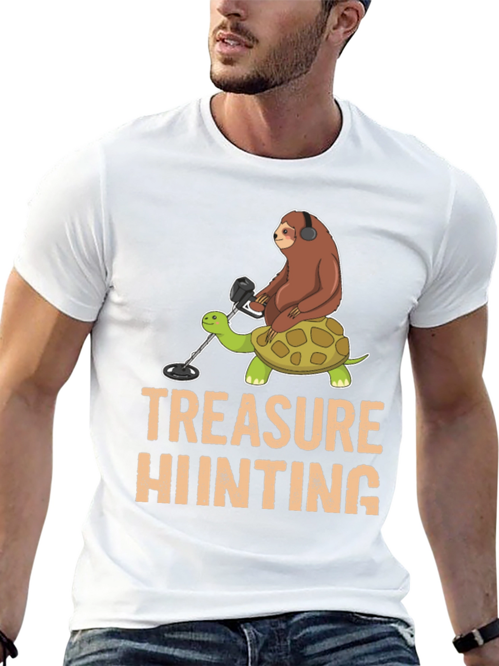 Treasure Hunting Sloth Riding Turtle T-Shirt