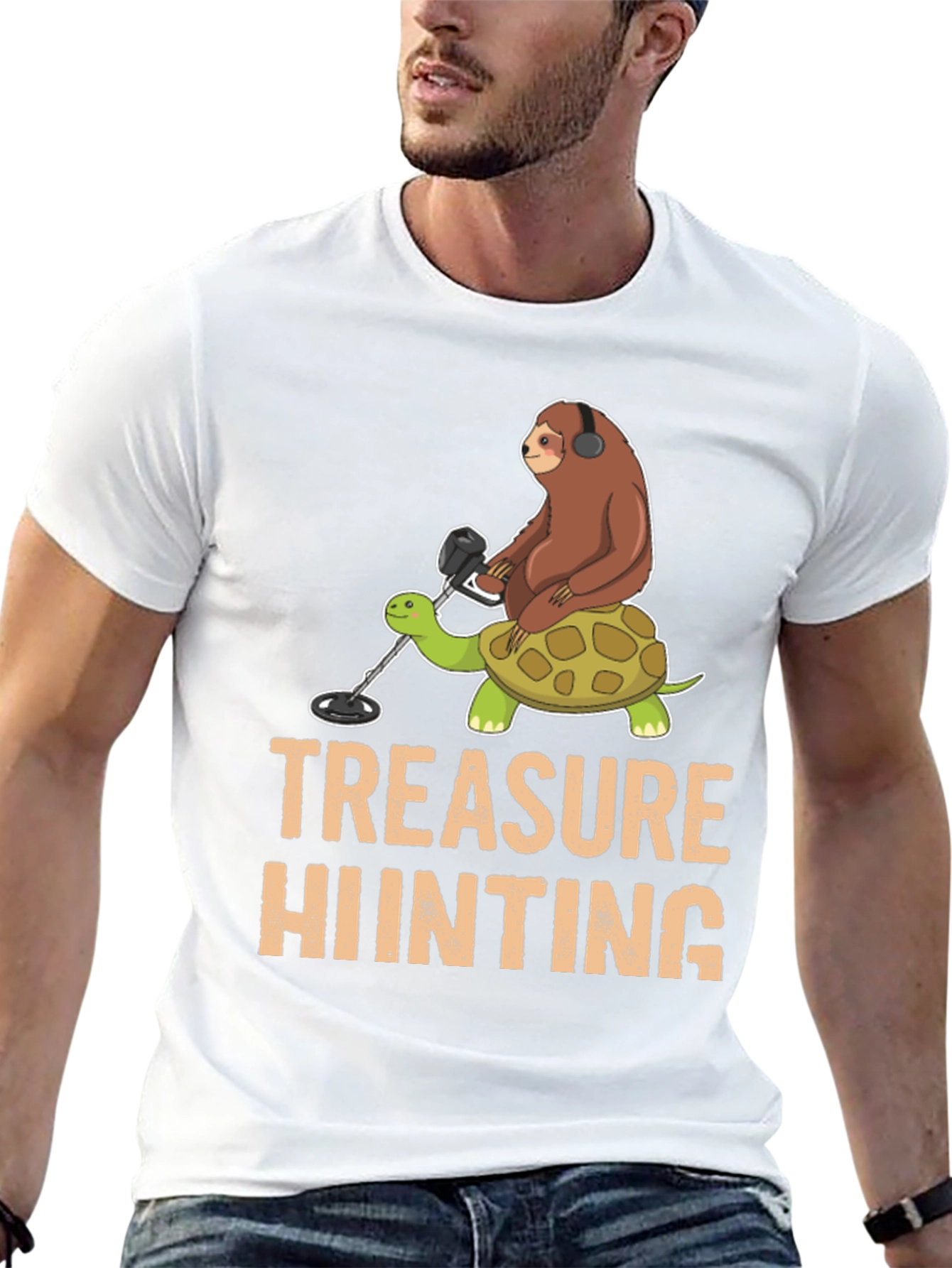 Treasure Hunting Sloth Riding Turtle T-Shirt