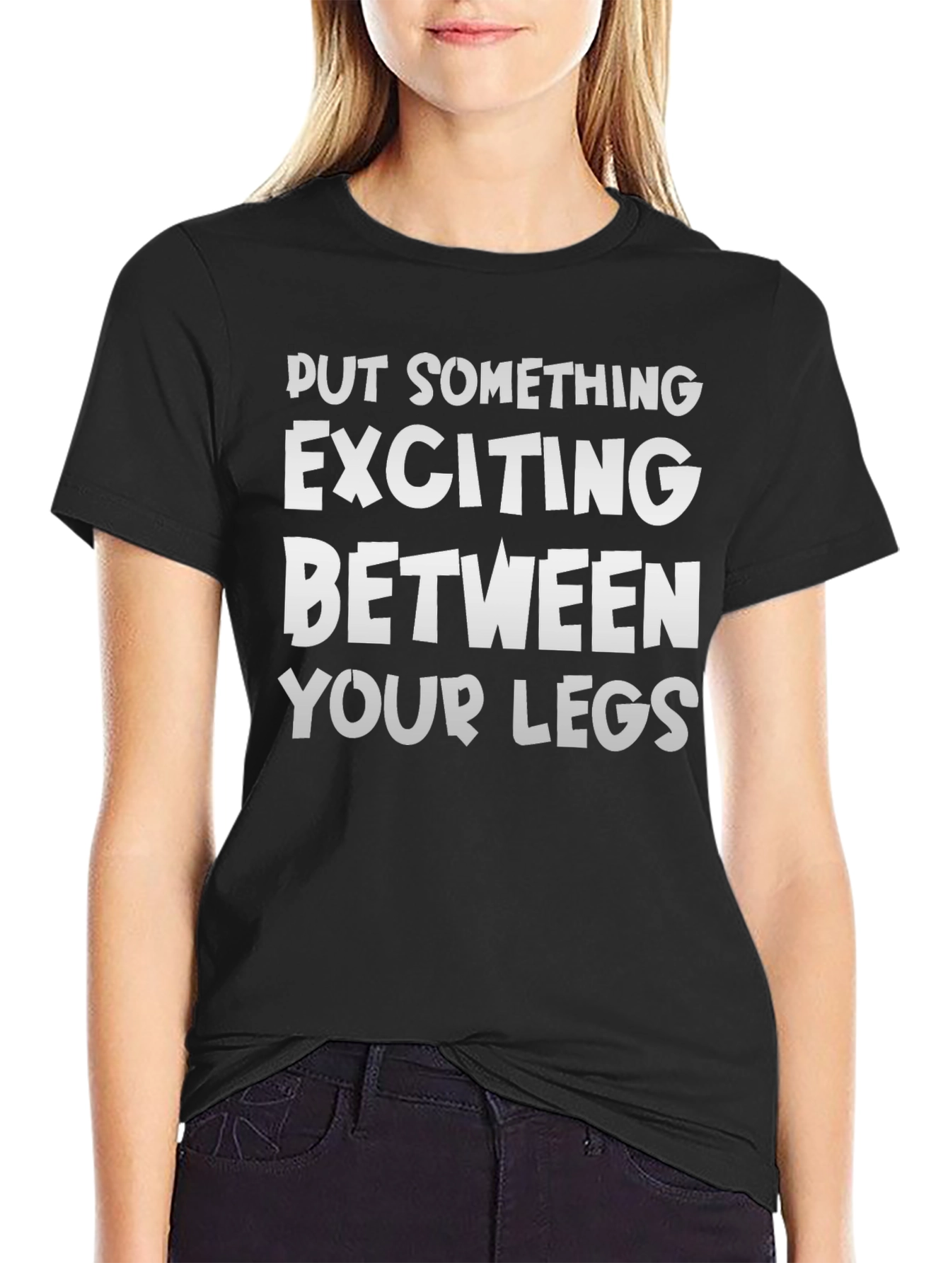 Exciting Legs Graphic Tee - Black Cotton T-Shirt