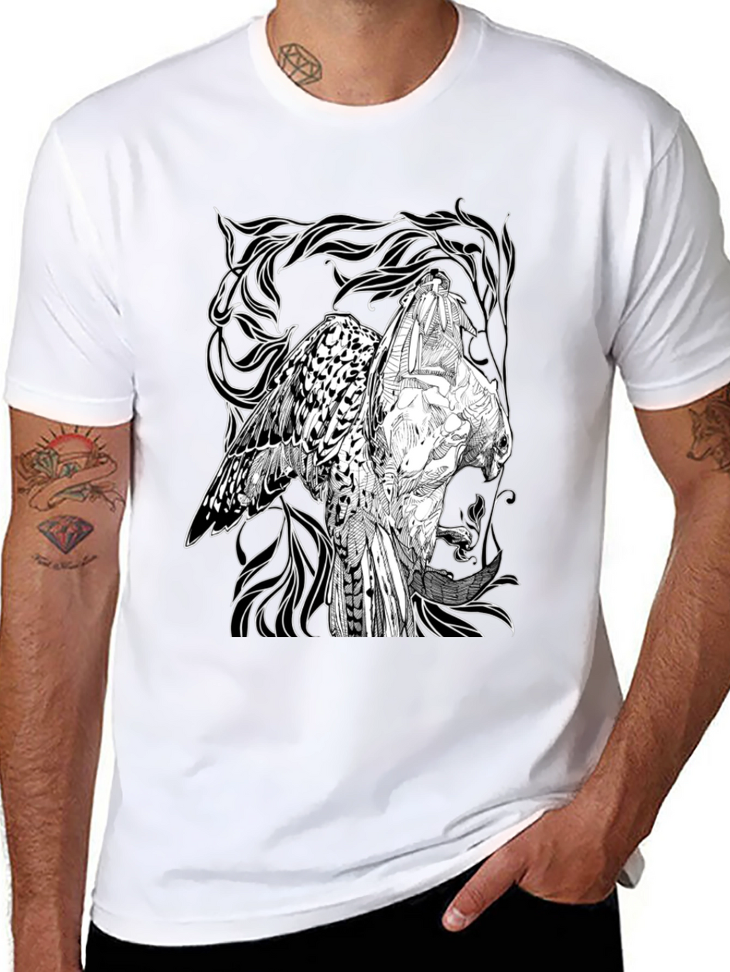 Graphic Owl T-Shirt - Black Cotton Tee