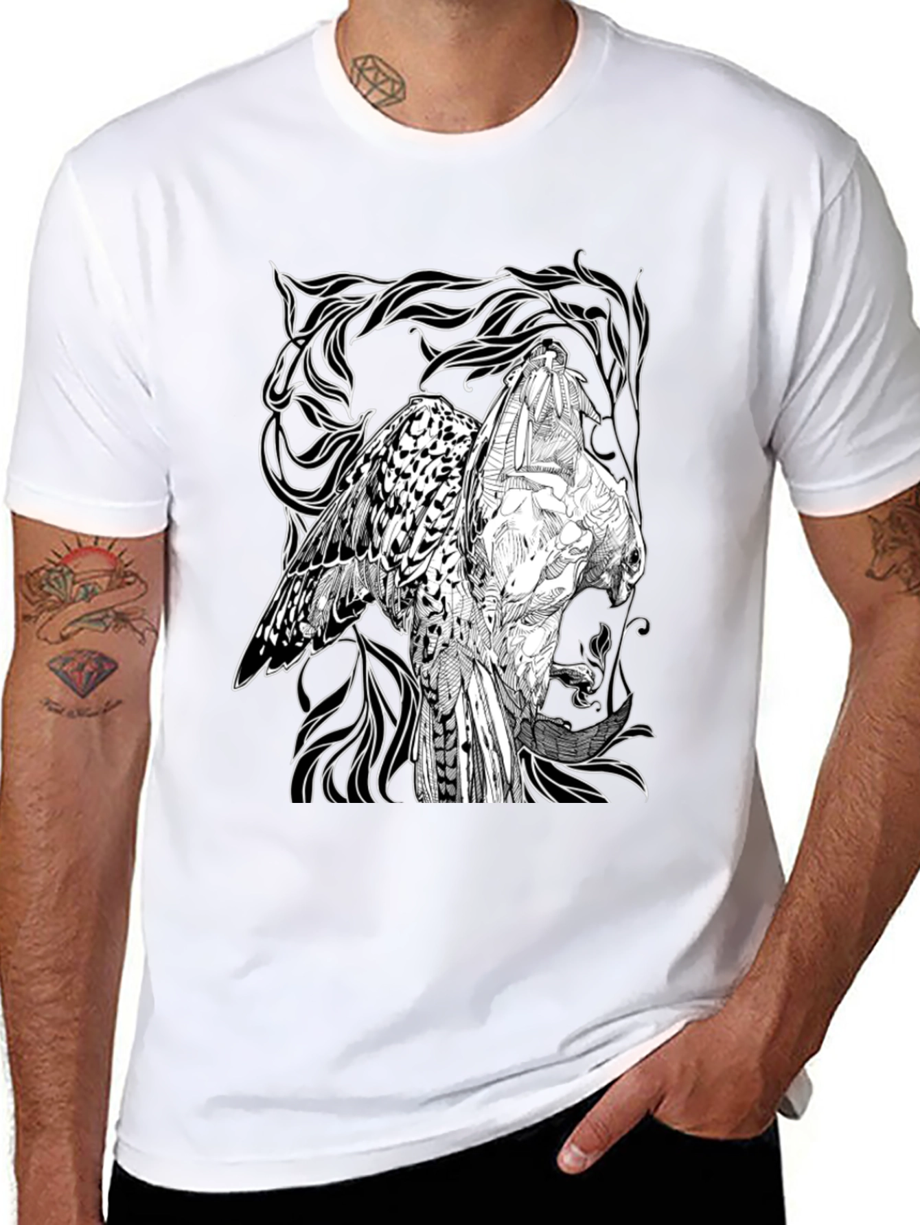 Graphic Owl T-Shirt - Black Cotton Tee