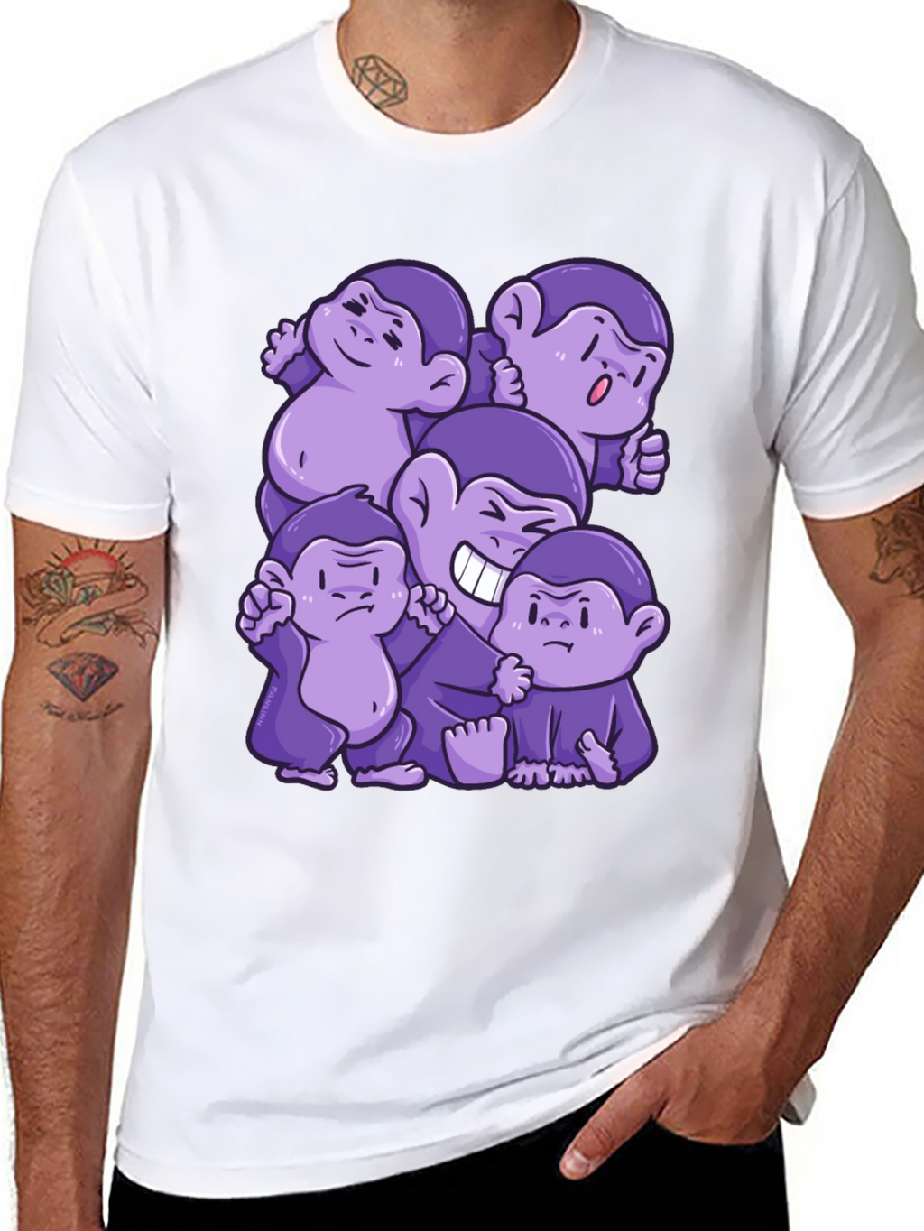 Purple Monkey Cartoon Graphic Tee