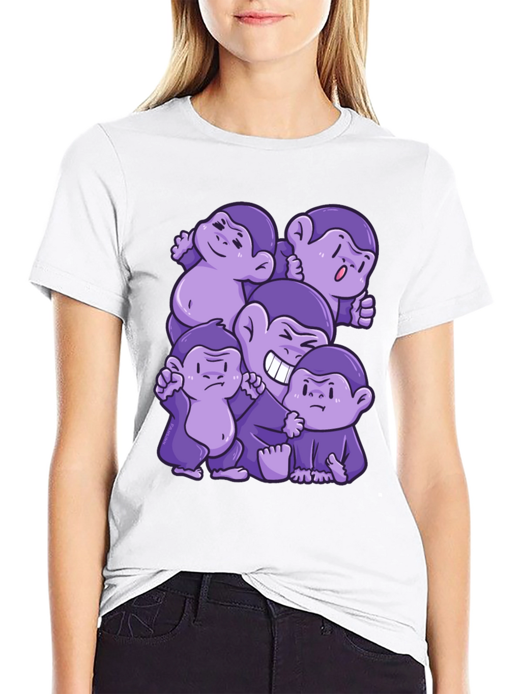Purple Monkey Cartoon Graphic Tee