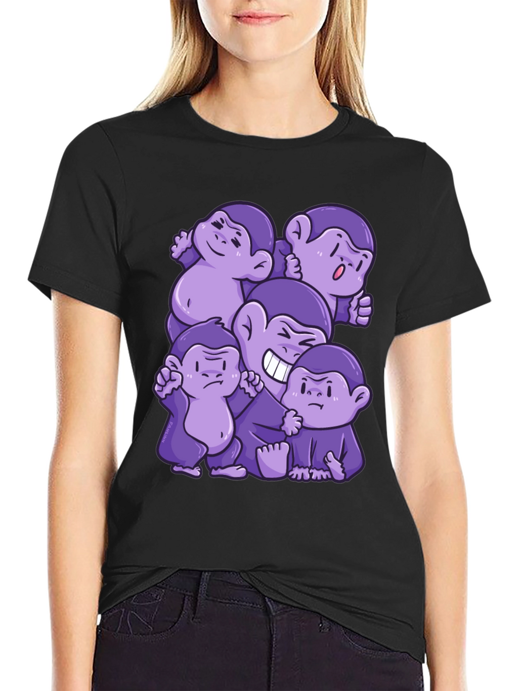 Purple Monkey Cartoon Graphic Tee