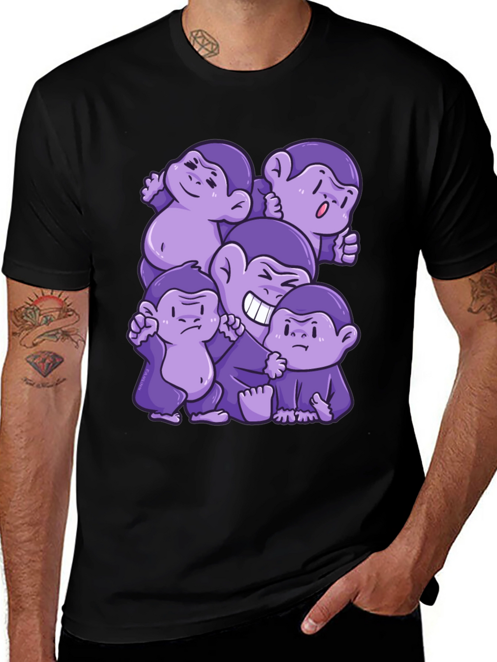 Purple Monkey Cartoon Graphic Tee