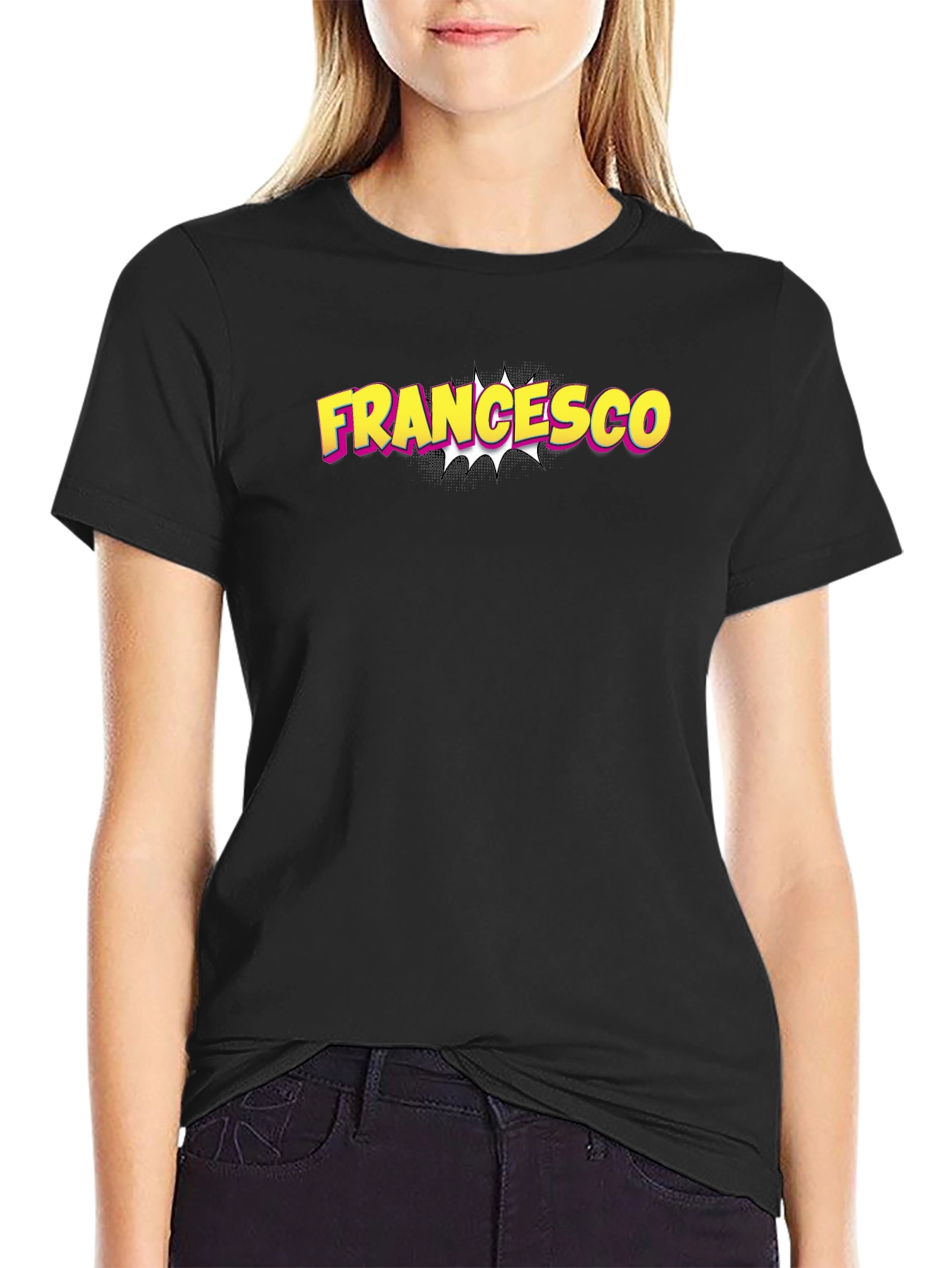 Francesco Comic Name T-Shirt - Black