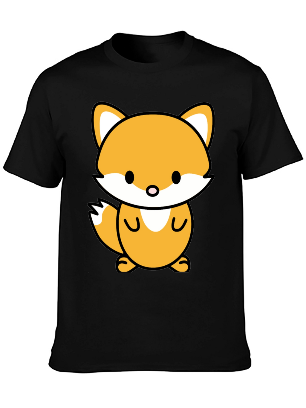 Cute Cartoon Fox Graphic Tee - Stylish Black T-Shirt