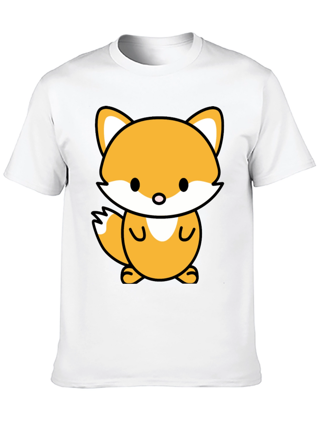 Cute Cartoon Fox Graphic Tee - Stylish Black T-Shirt