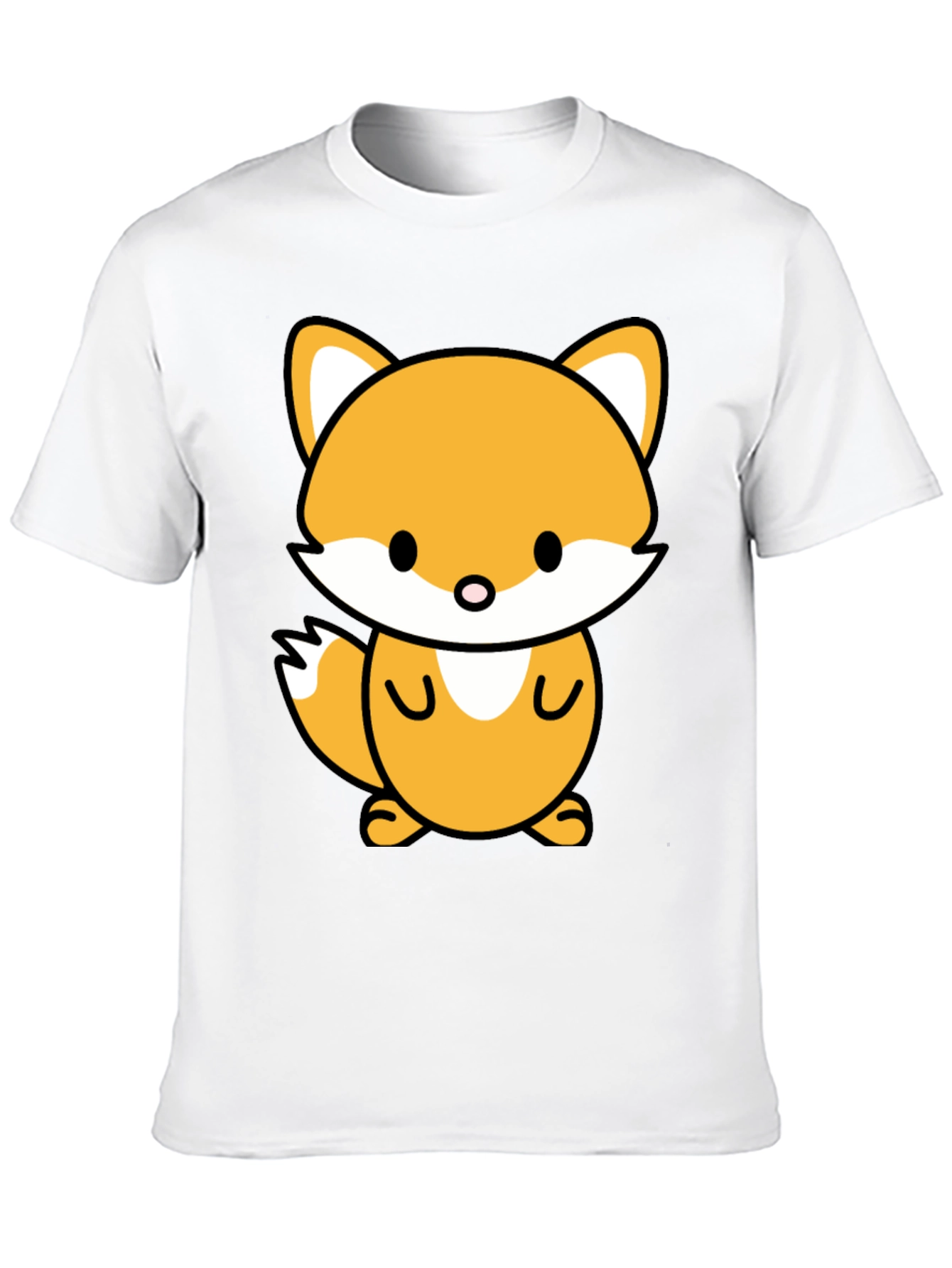 Cute Cartoon Fox Graphic Tee - Stylish Black T-Shirt