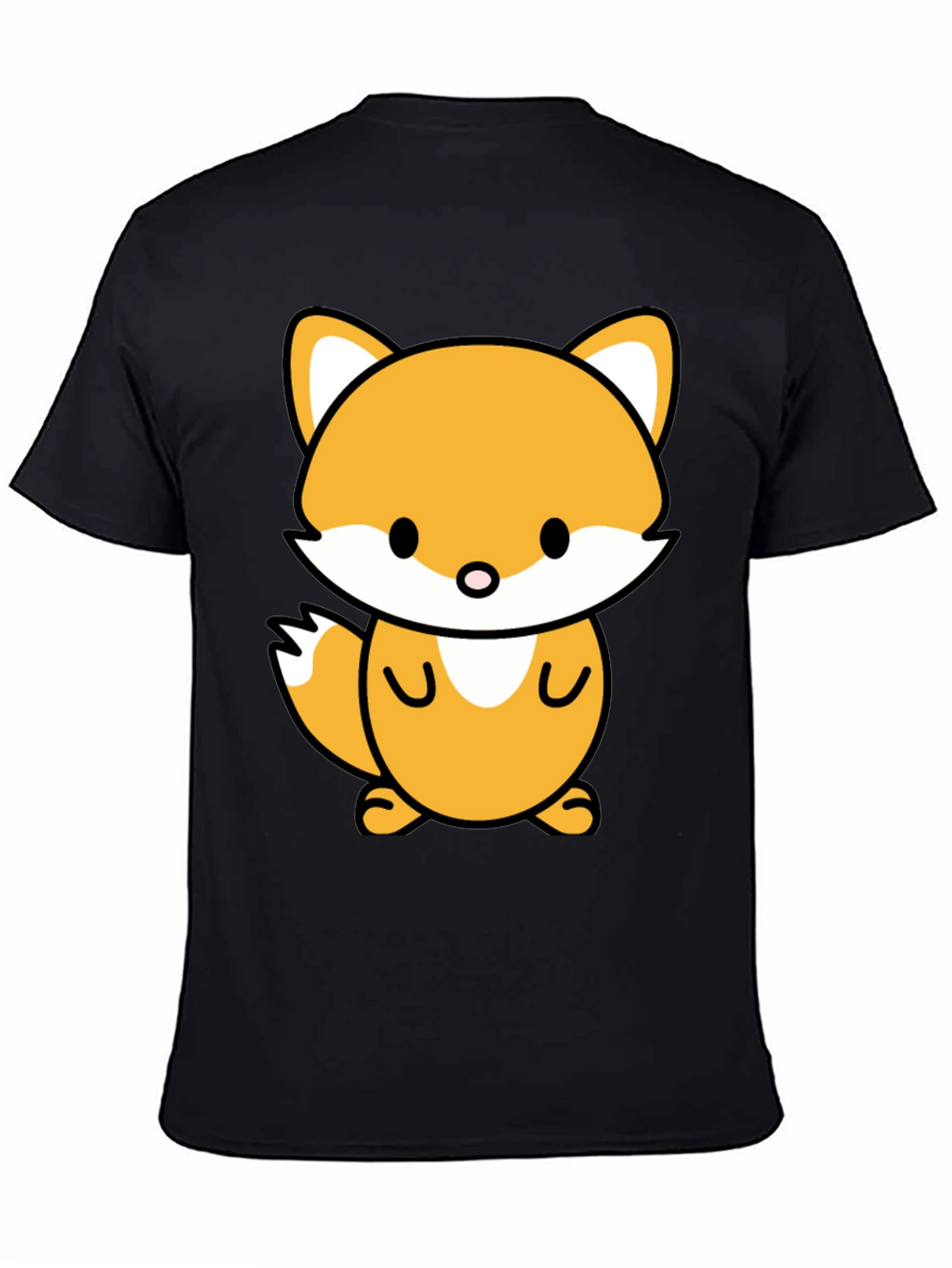 Cute Cartoon Fox Graphic Tee - Stylish Black T-Shirt