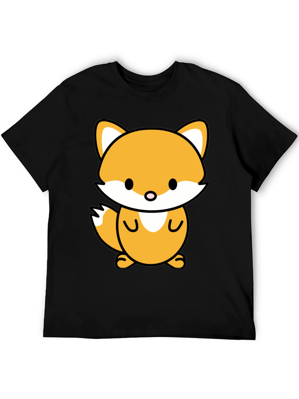 Cute Cartoon Fox Graphic Tee - Stylish Black T-Shirt