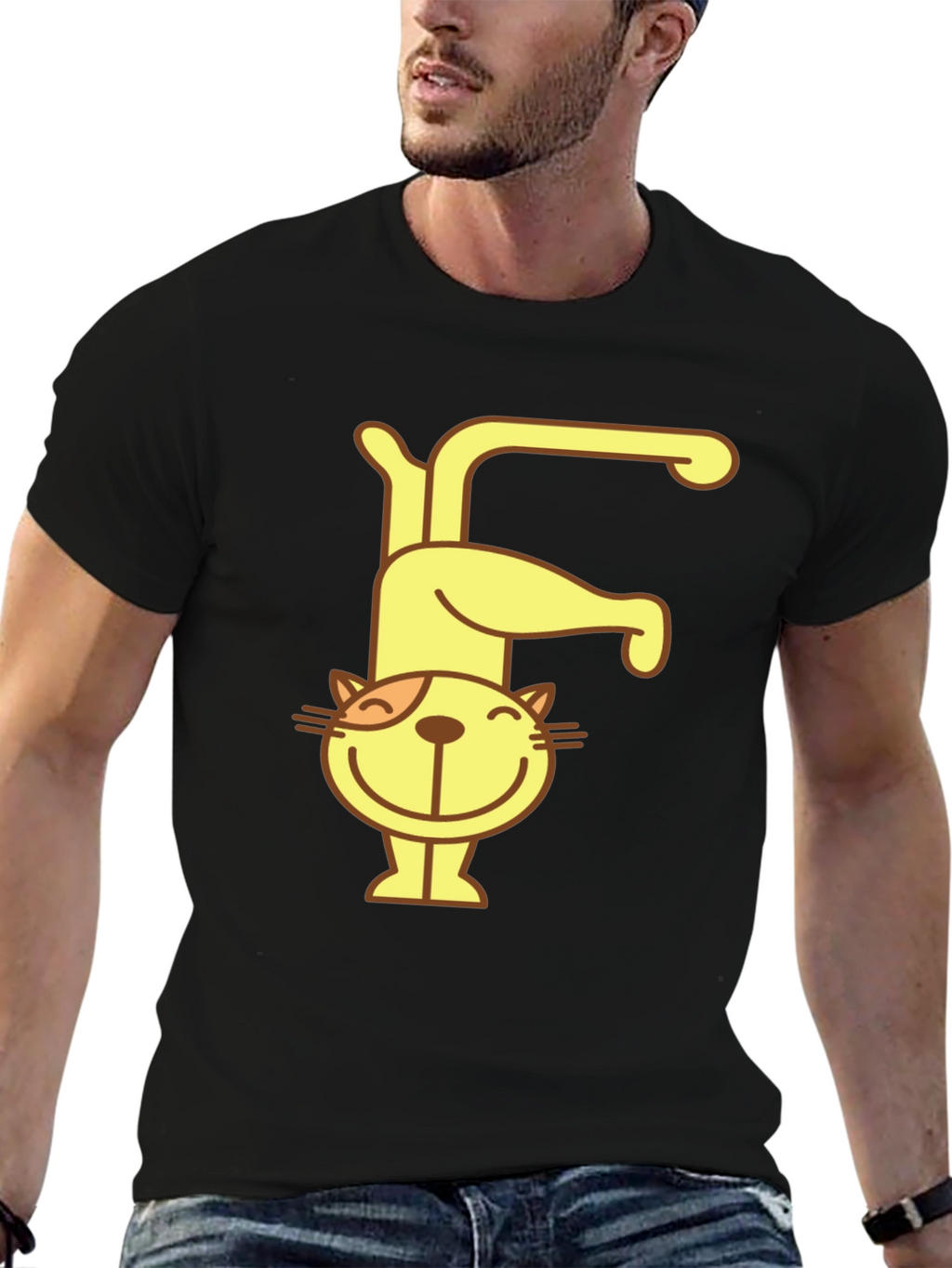 Cat Letter F Black T-Shirt