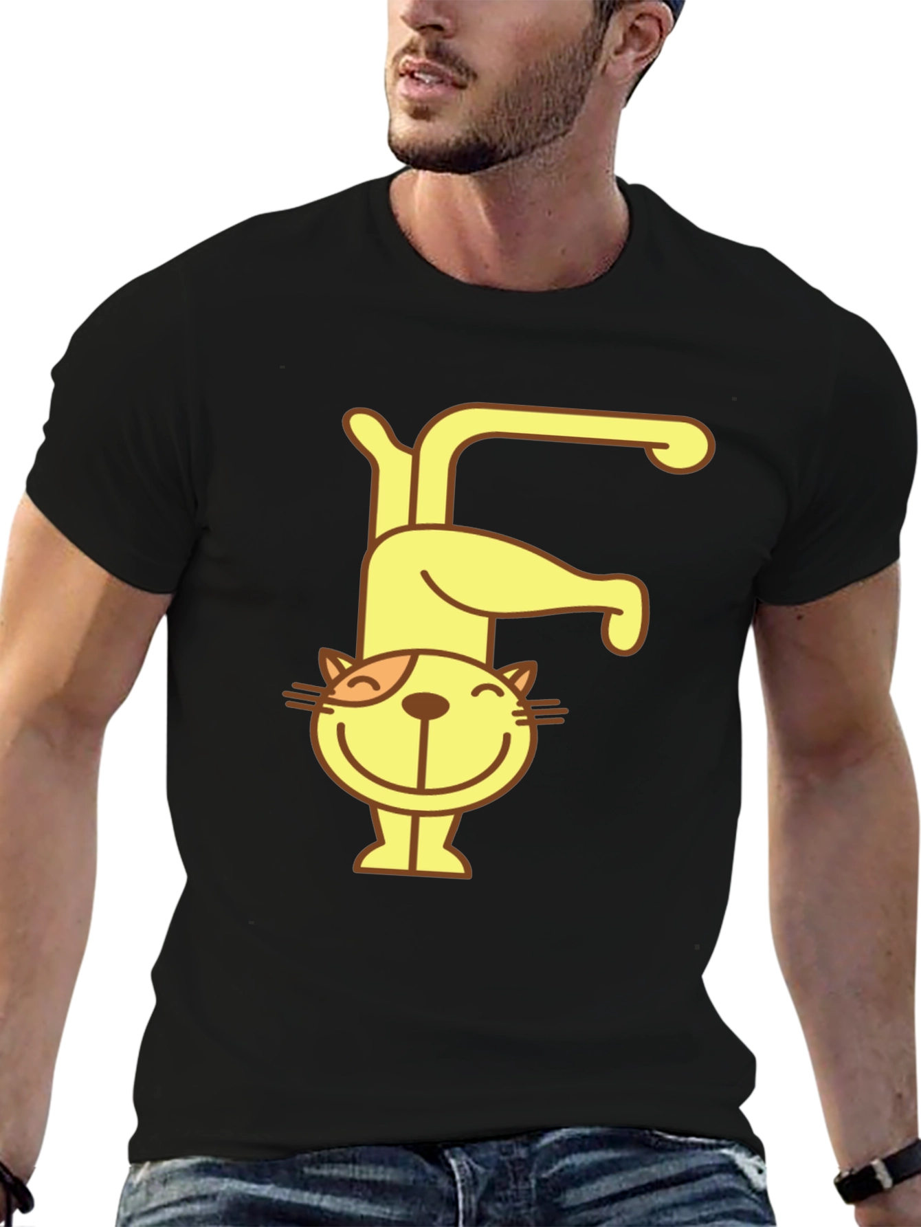 Cat Letter F Black T-Shirt