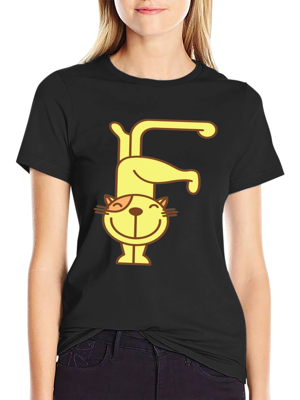 Cat Letter F Black T-Shirt