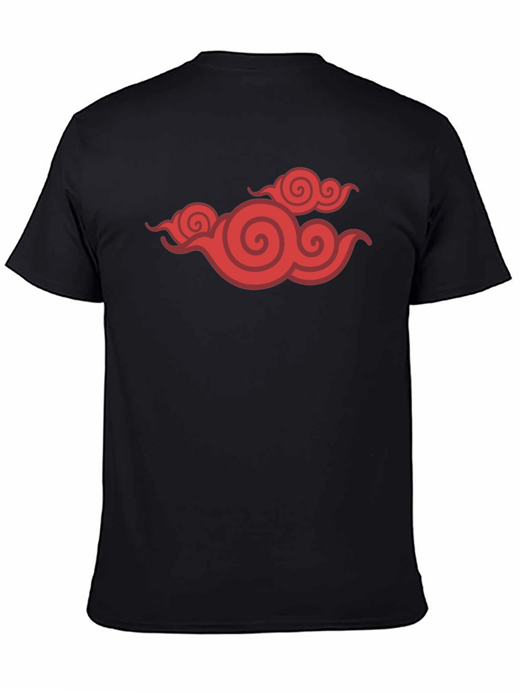 Black T-Shirt with Red Cloud Design