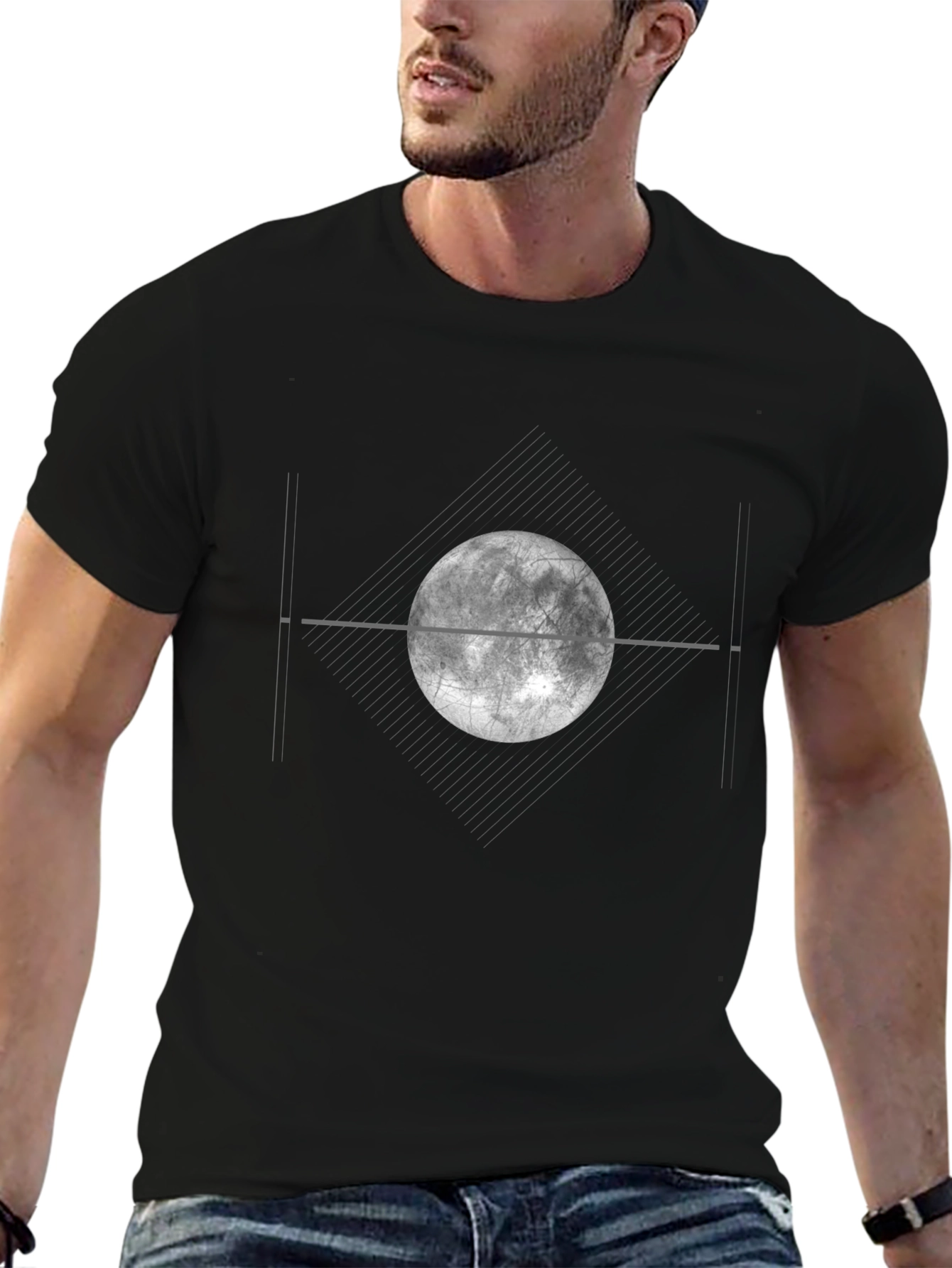 Lunar Eclipse Graphic Tee - Modern Black T-Shirt