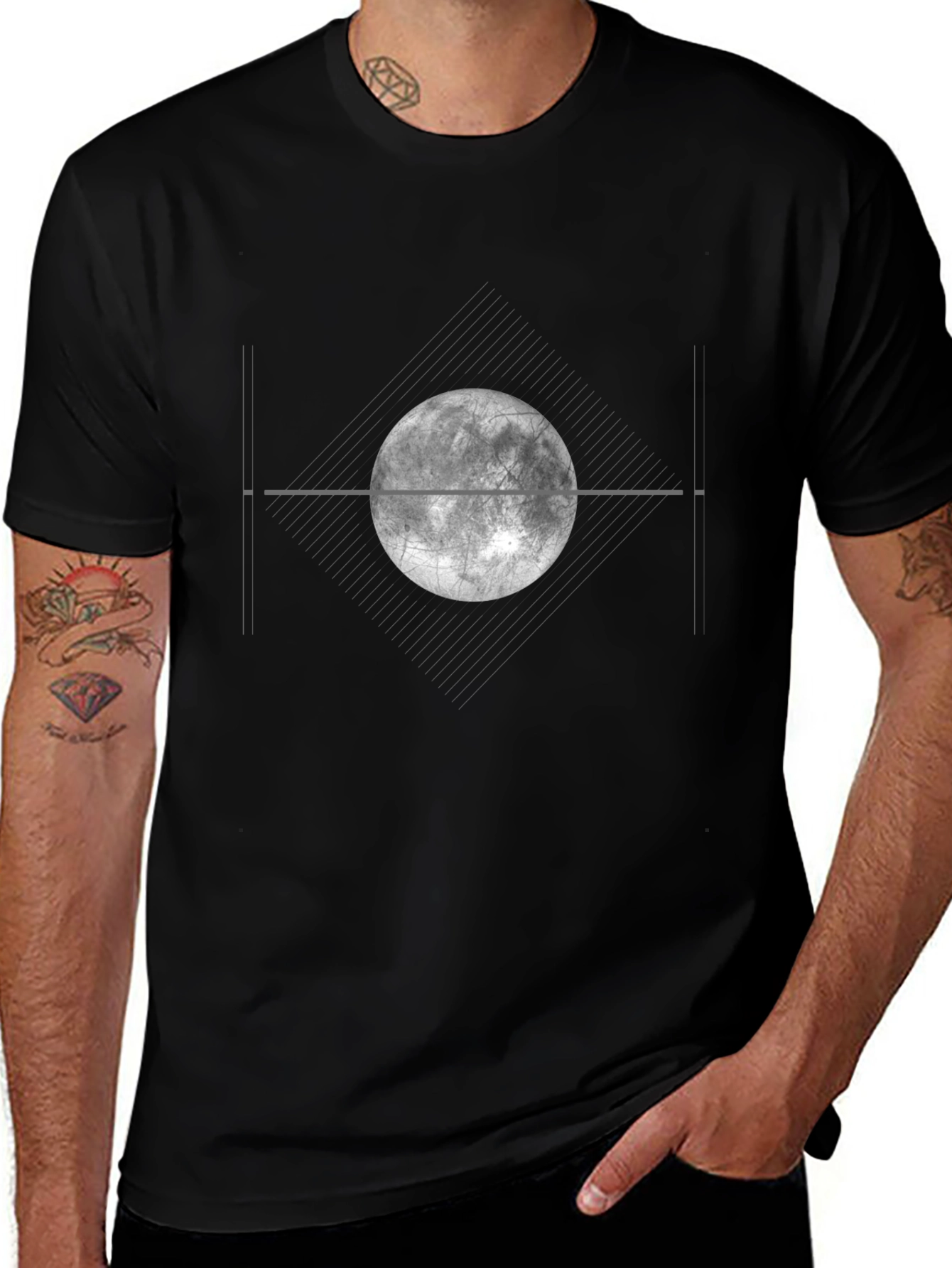 Lunar Eclipse Graphic Tee - Modern Black T-Shirt