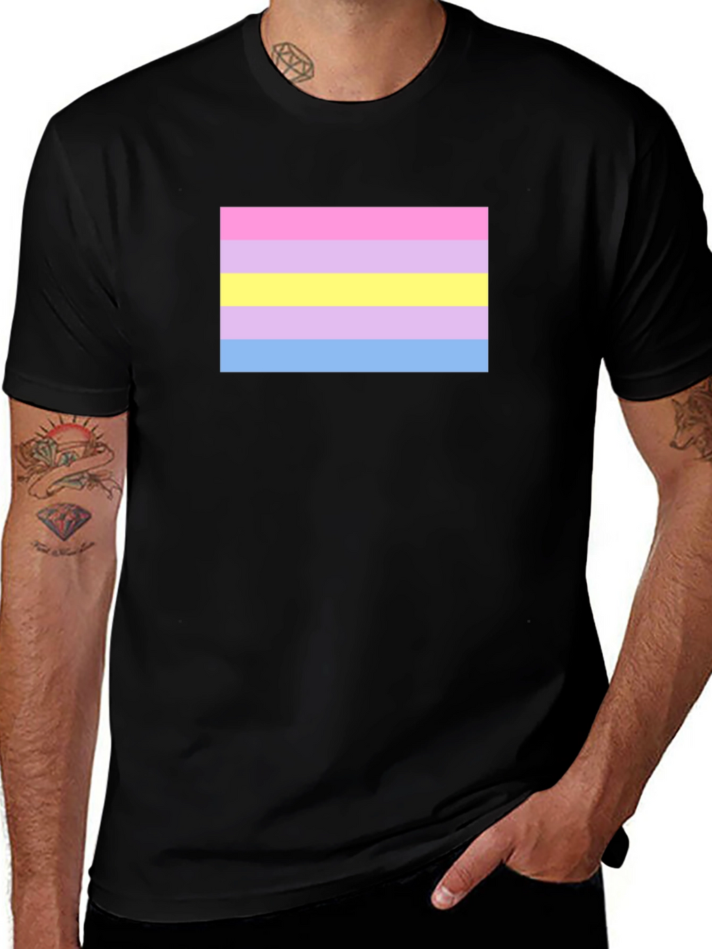 Intersex Pride Flag T-Shirt - Black Cotton Blend Tee