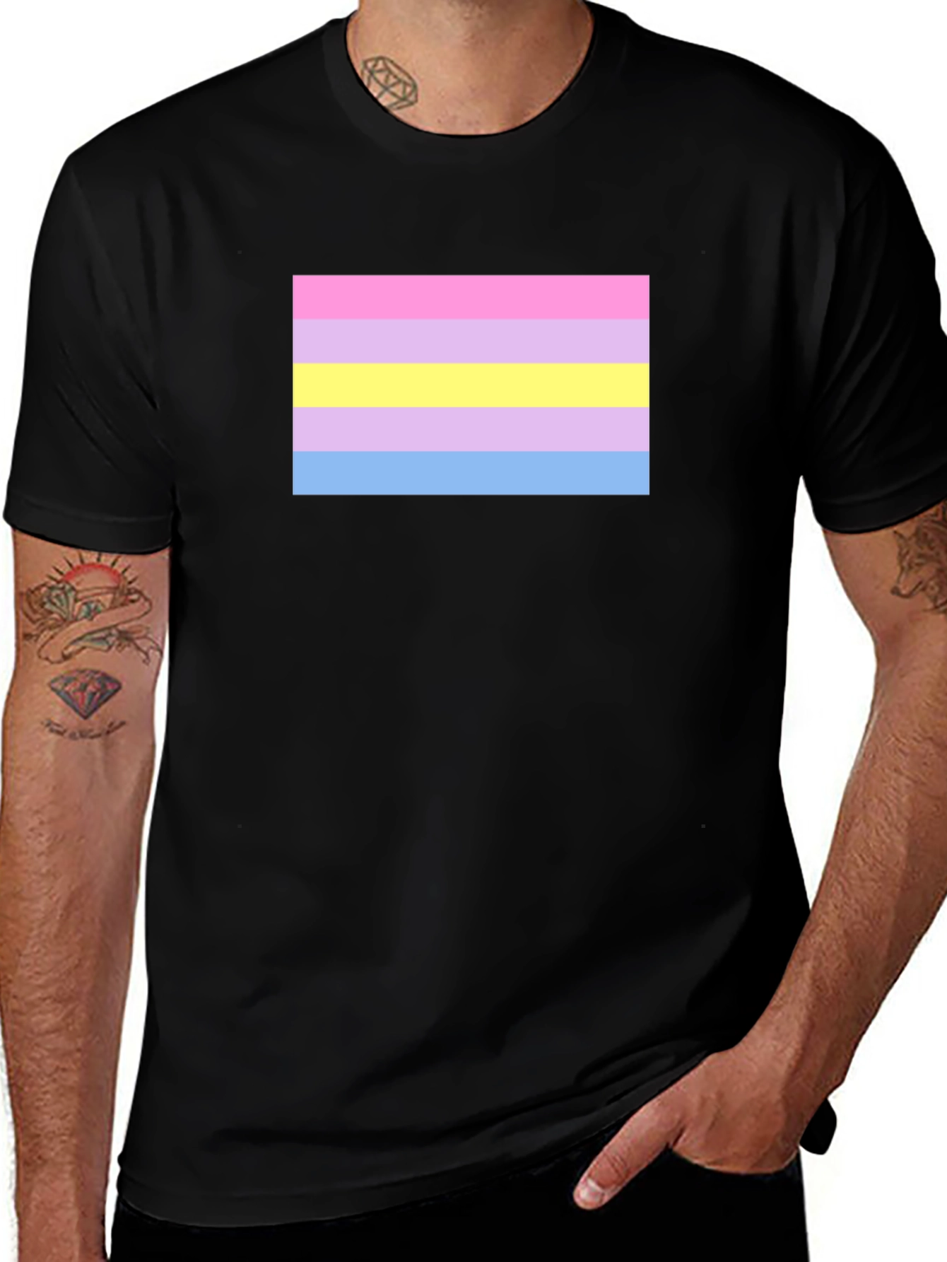 Intersex Pride Flag T-Shirt - Black Cotton Blend Tee