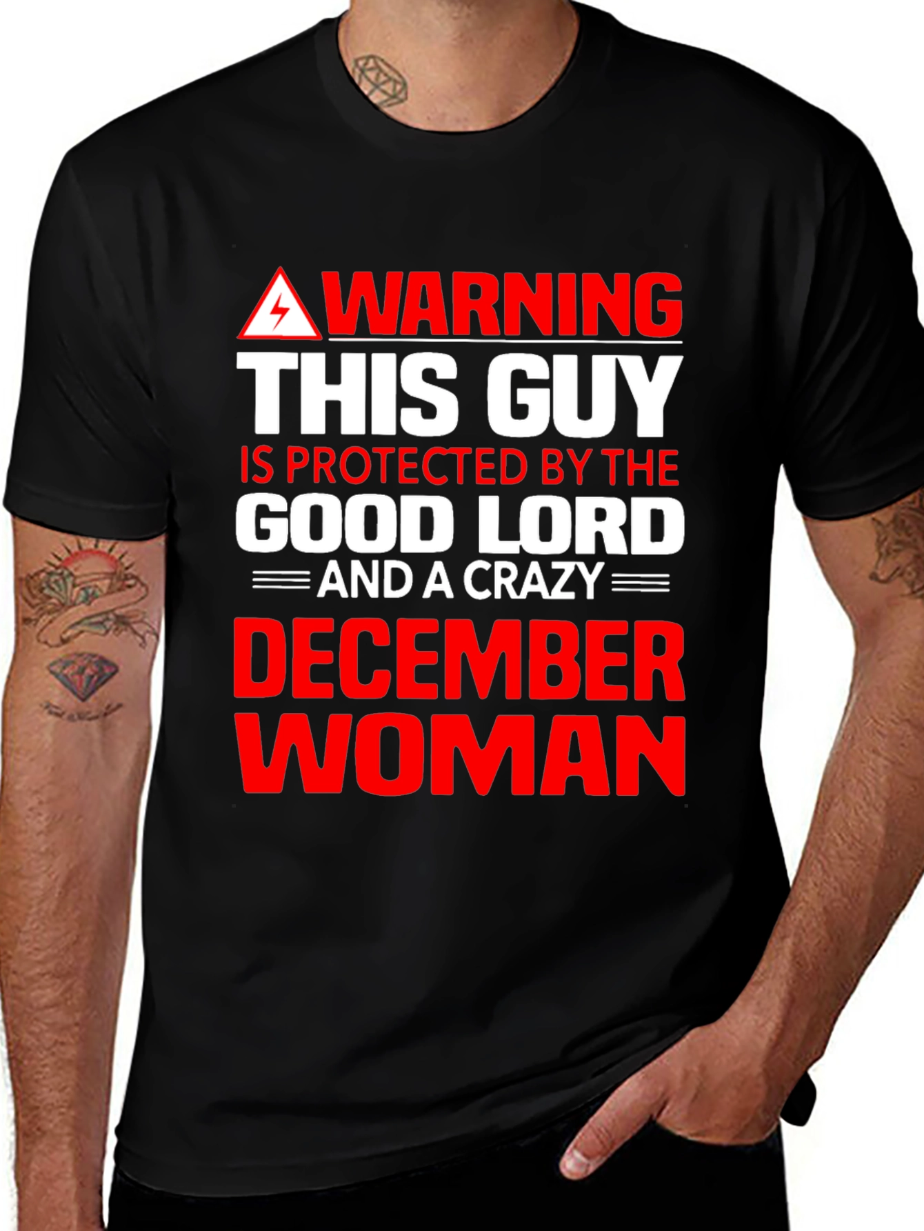 Warning: Protected By December Woman Graphic Tee