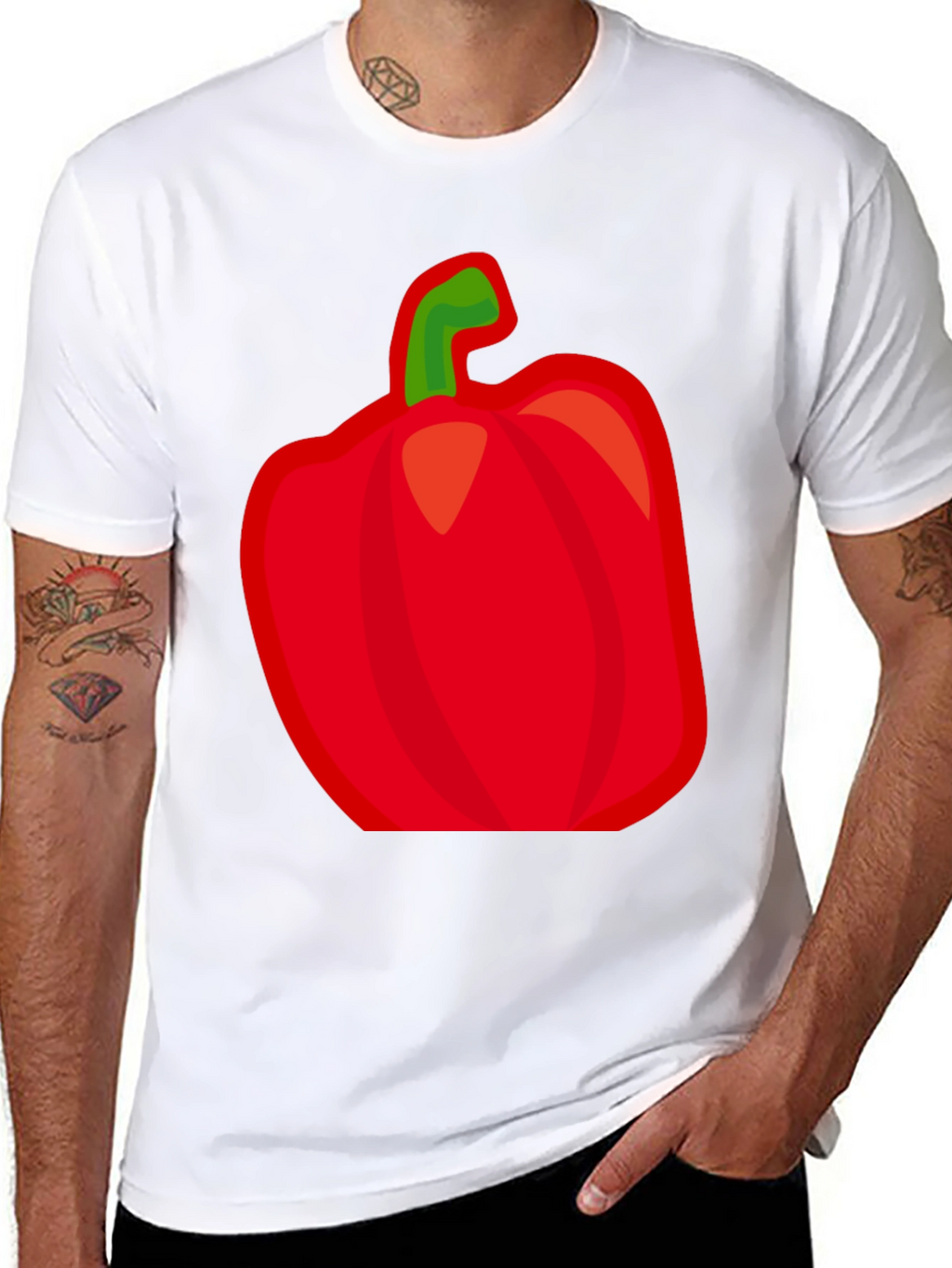 Red Pepper Graphic Tee - Black Cotton Shirt