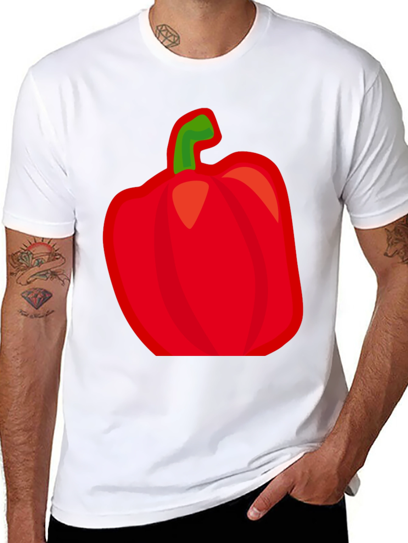 Red Pepper Graphic Tee - Black Cotton Shirt