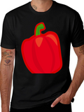 Red Pepper Graphic Tee - Black Cotton Shirt
