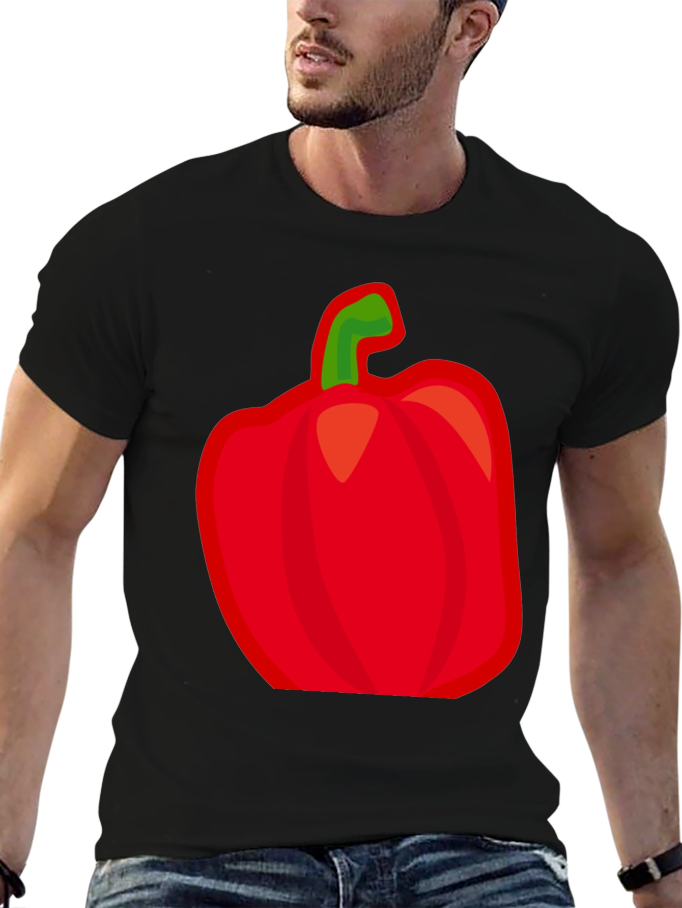 Red Pepper Graphic Tee - Black Cotton Shirt