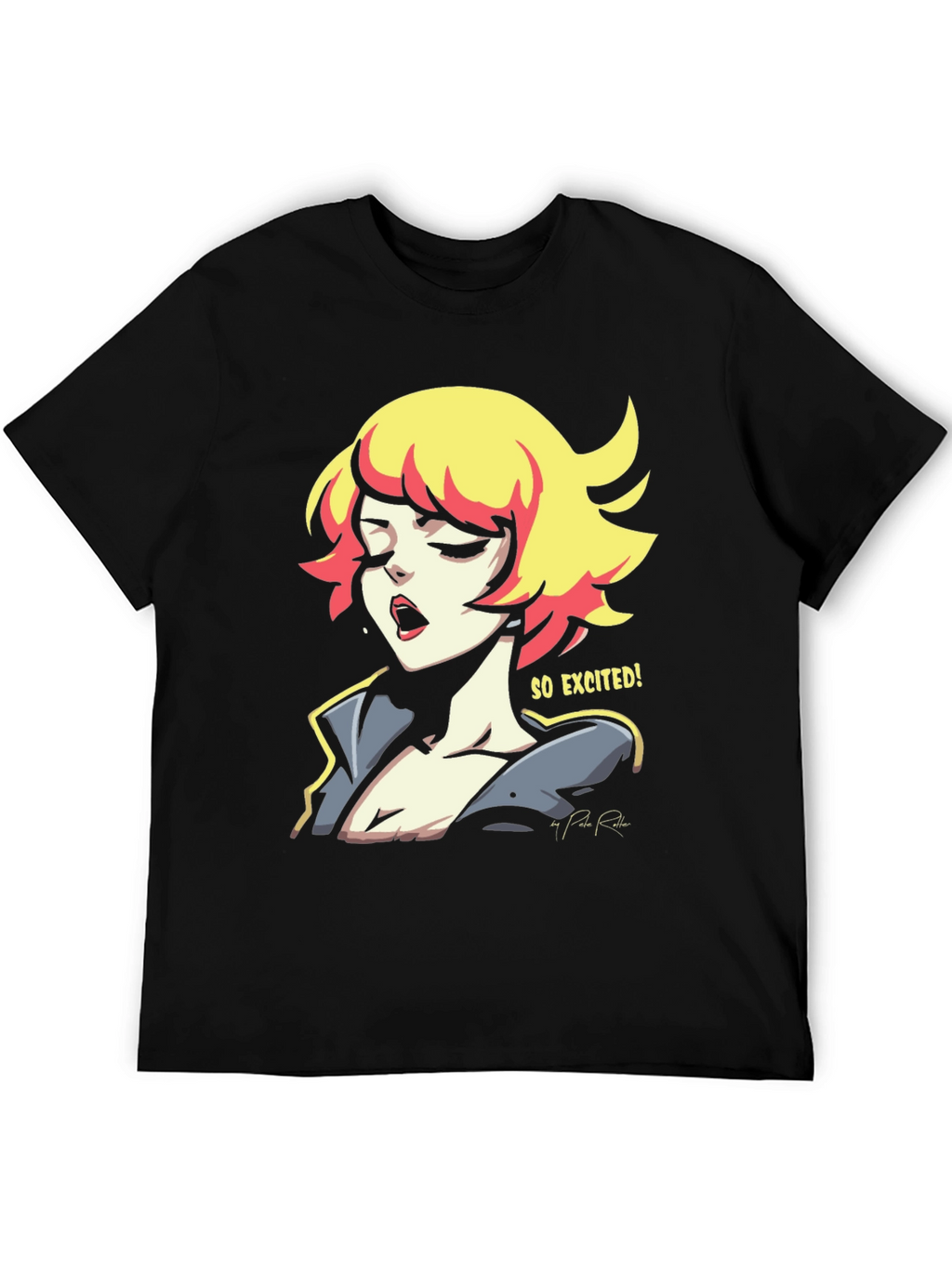 So Excited! Graphic Print Black T-Shirt