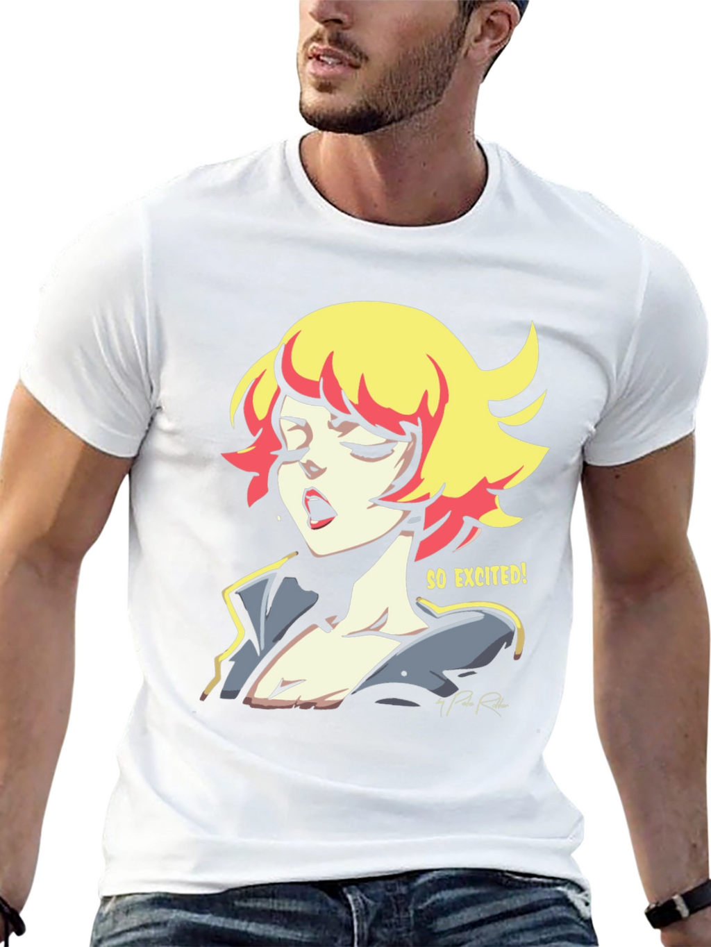So Excited! Graphic Print Black T-Shirt