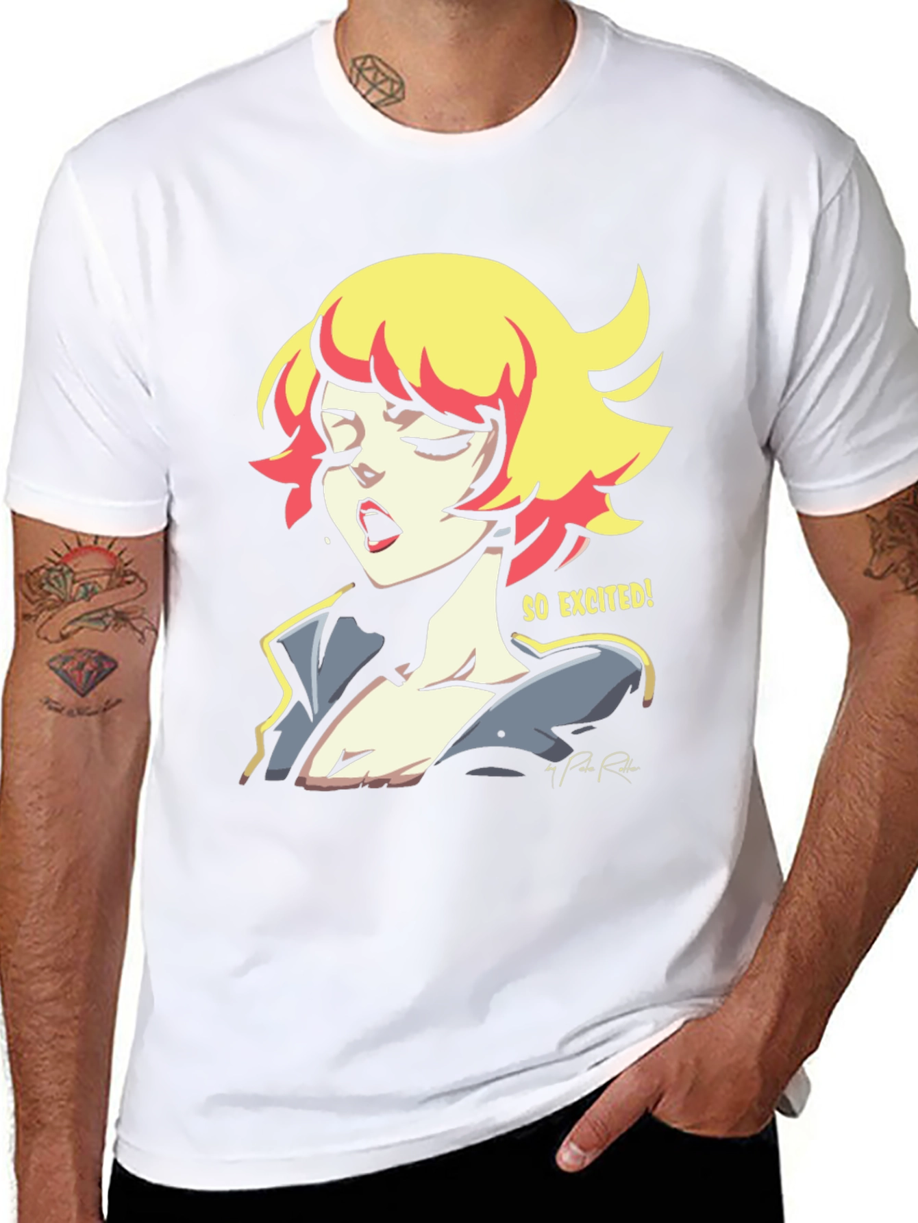 So Excited! Graphic Print Black T-Shirt