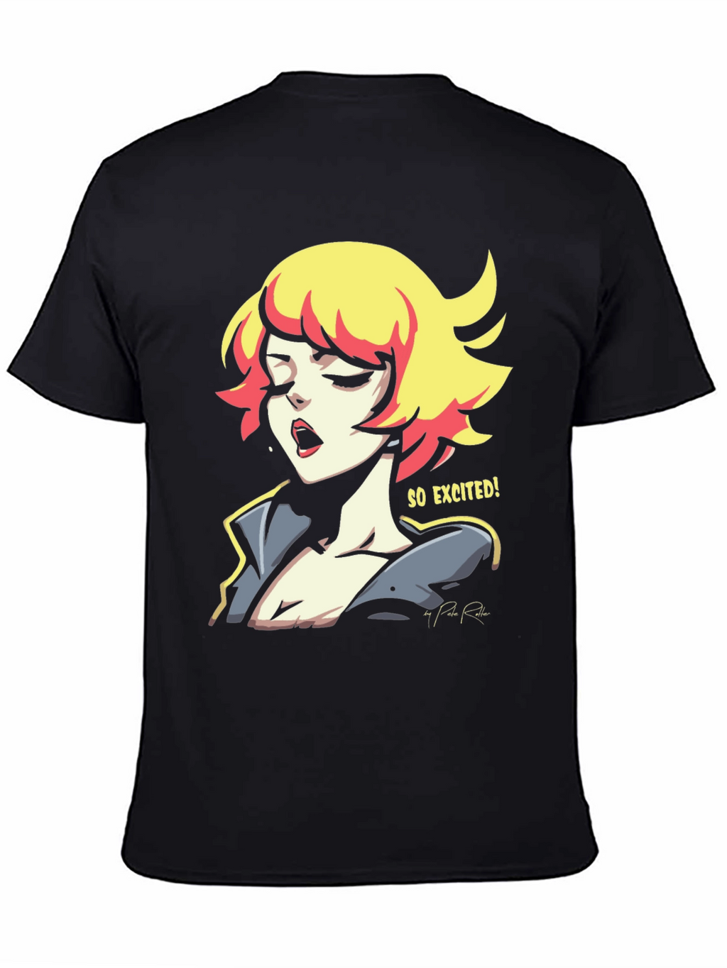 So Excited! Graphic Print Black T-Shirt