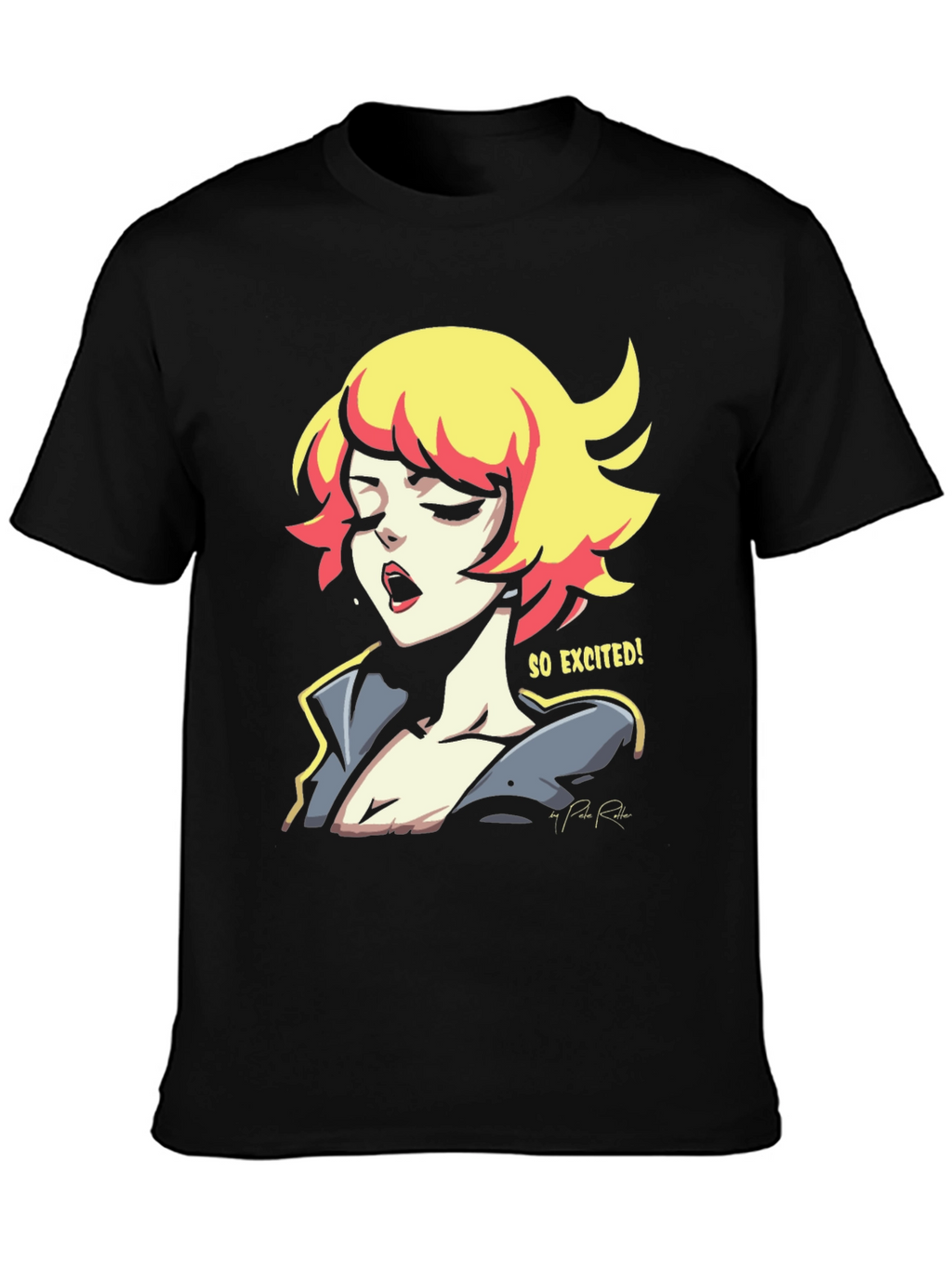 So Excited! Graphic Print Black T-Shirt