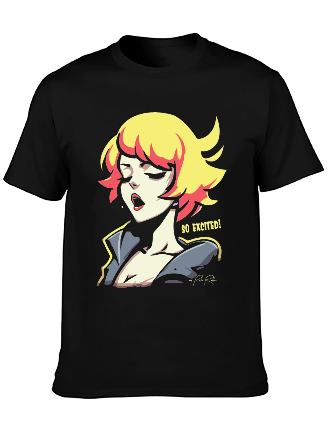 So Excited! Graphic Print Black T-Shirt