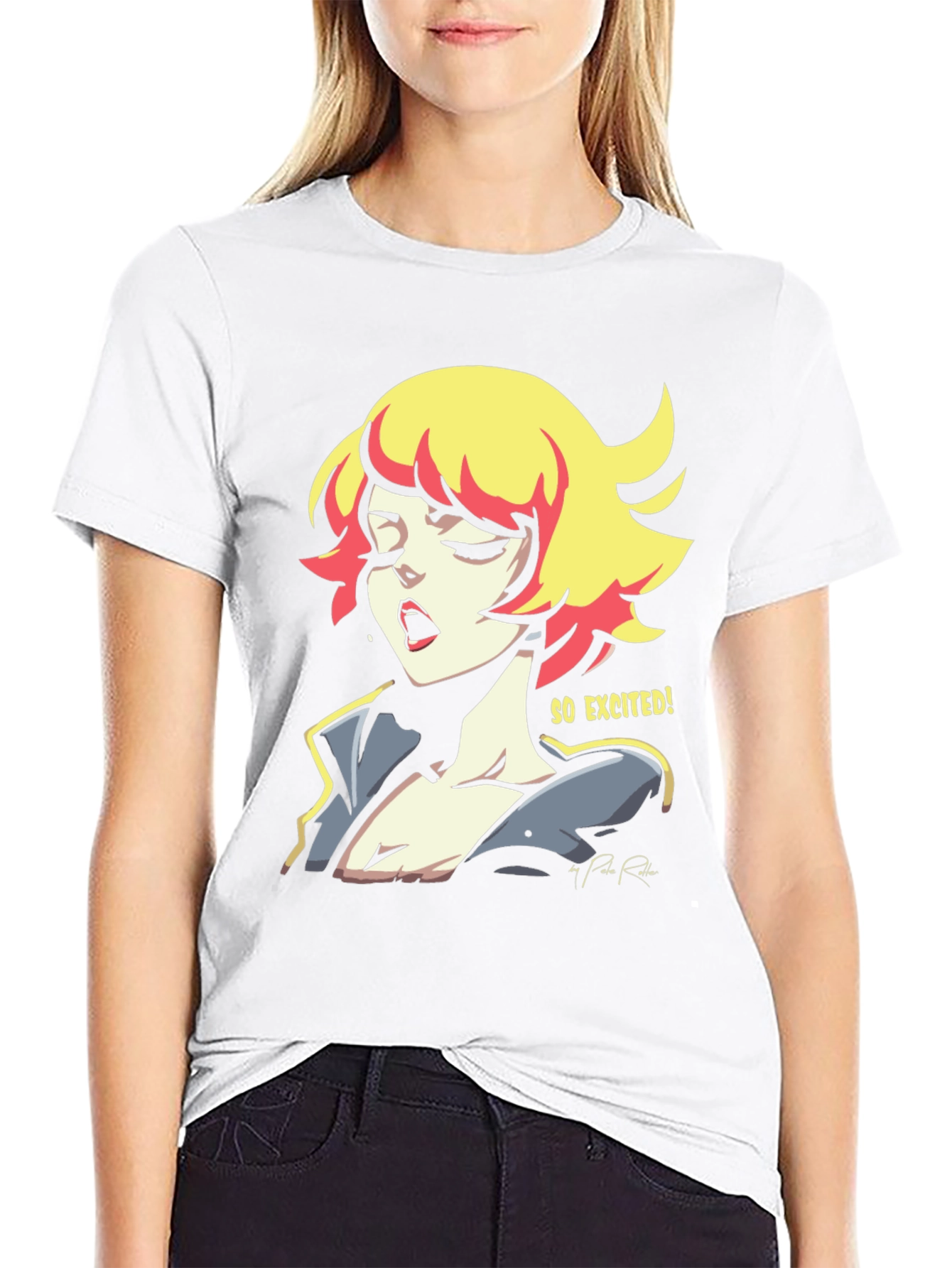 So Excited! Graphic Print Black T-Shirt