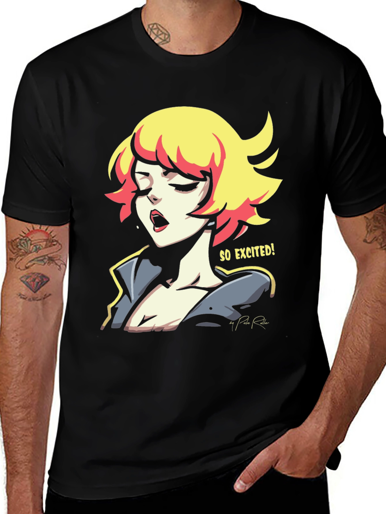 So Excited! Graphic Print Black T-Shirt