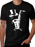 Cool Saxophone Top Hat Graphic Tee