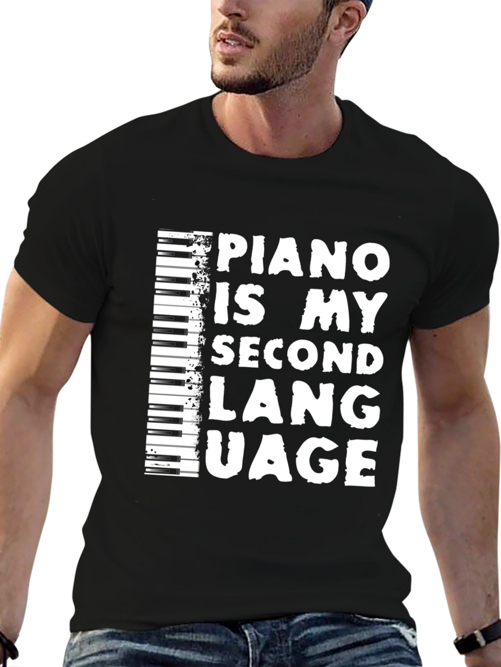 Piano Is My Second Language Black T-Shirt