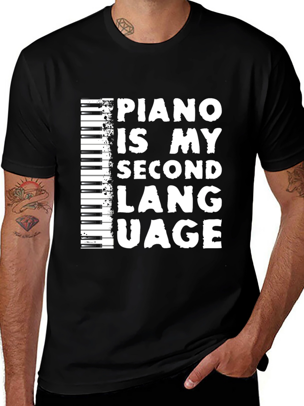 Piano Is My Second Language Black T-Shirt