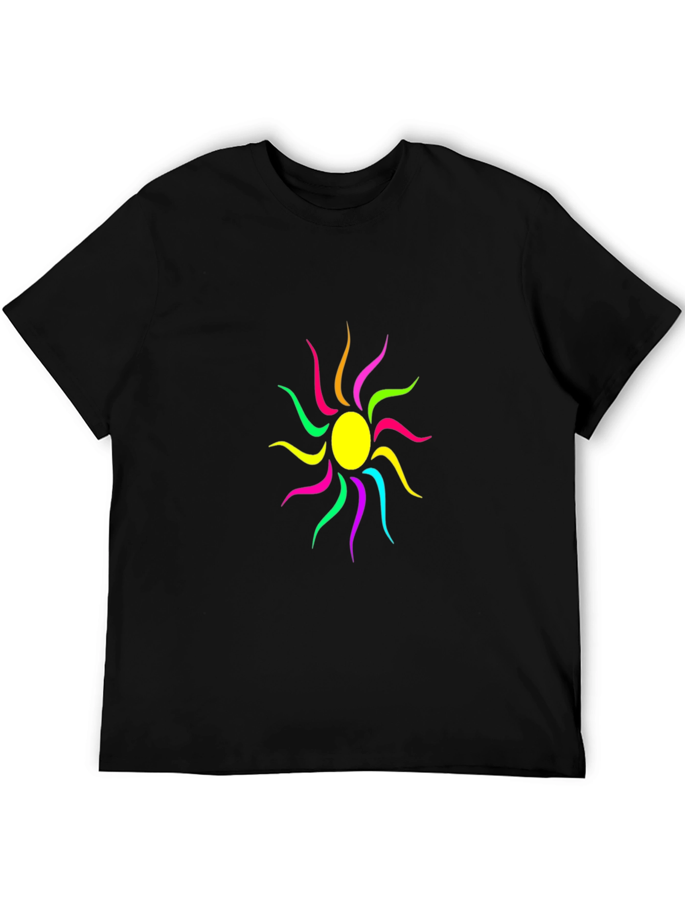 Colorful Sun Graphic Black T-Shirt