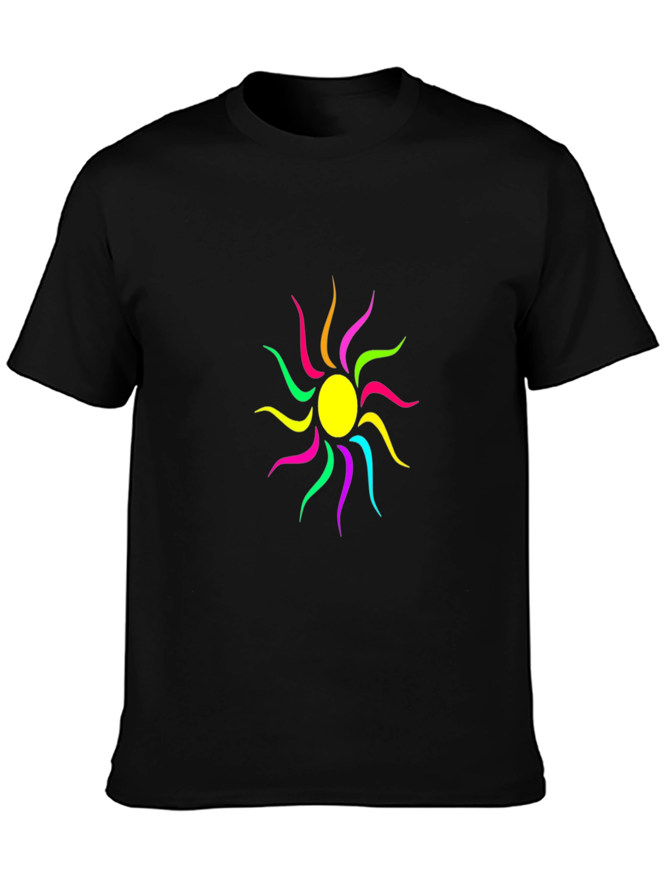 Colorful Sun Graphic Black T-Shirt